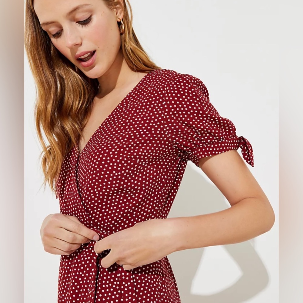 Loft tie sleeve dotted romper